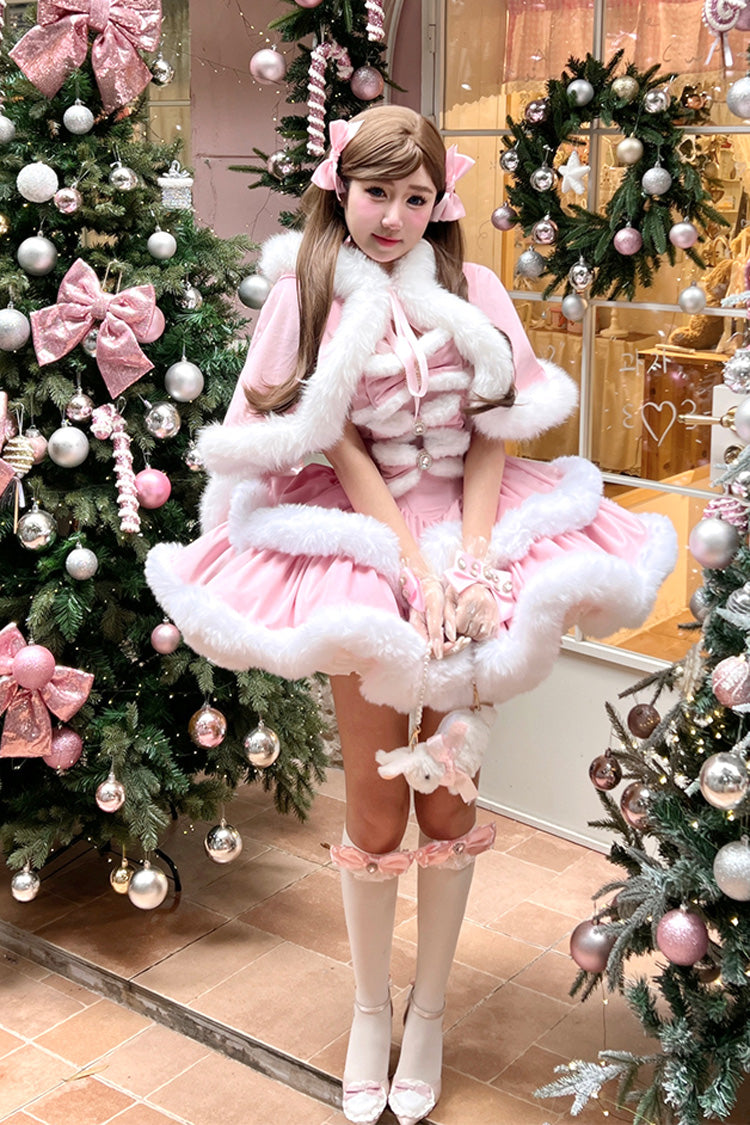 Pink Holiday Double-Layered Bowknot Sweet Princess Lolita Strapless Dress
