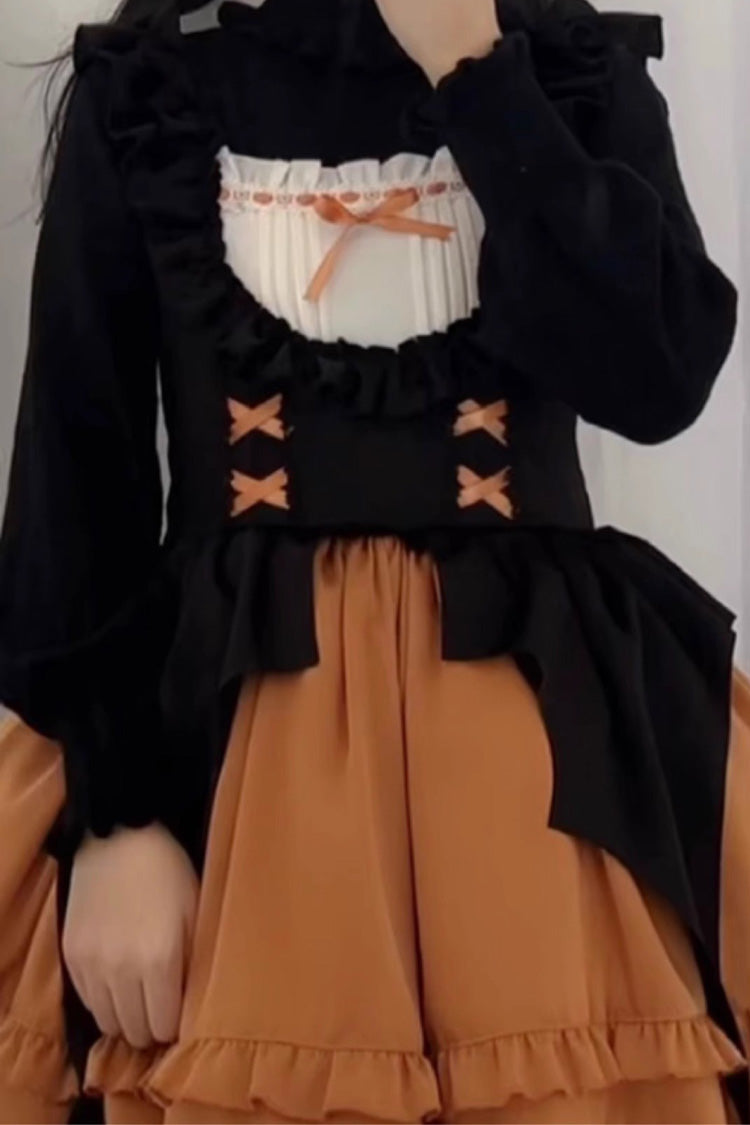 Orange Halloween Starry Night Witch Multi-layer Ruffle Sweet Lolita Jsk Dress