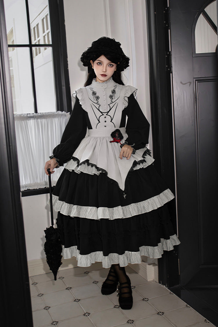 Castle Night Long Sleeves Ruffle Embroidery Gothic Lolita Dress 2 Colors