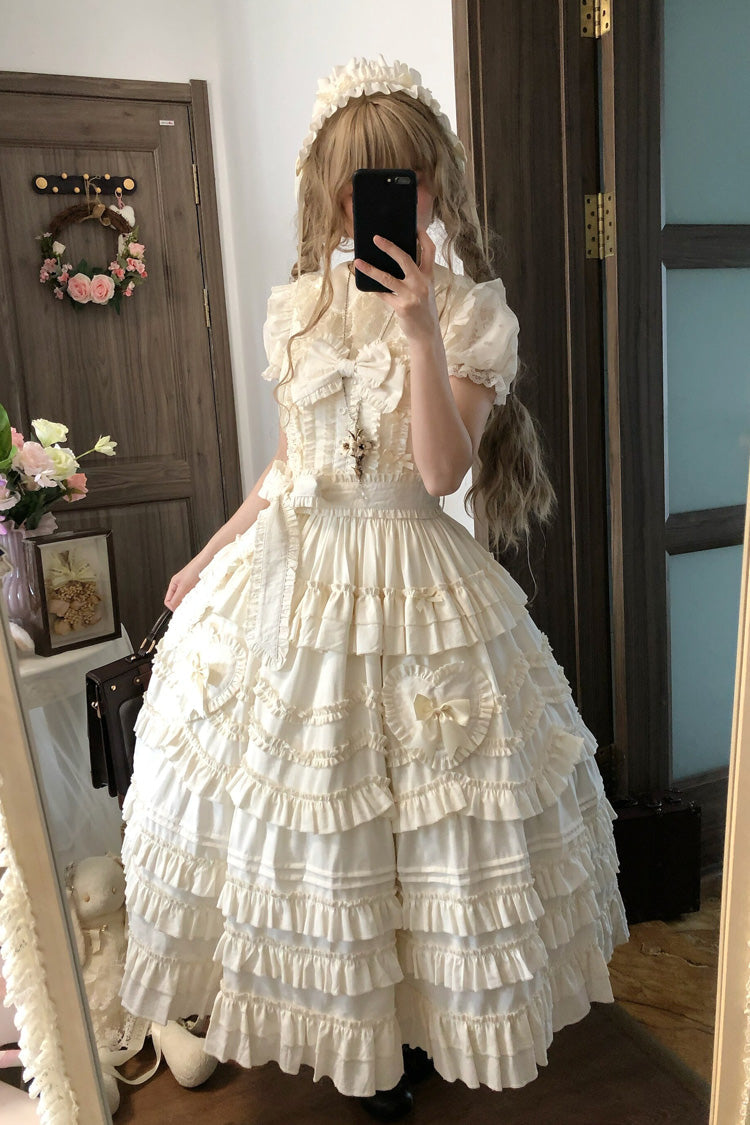 Apricot Heart In Love Multi-Layered Ruffled Bow Sweet Lolita Jsk Dress