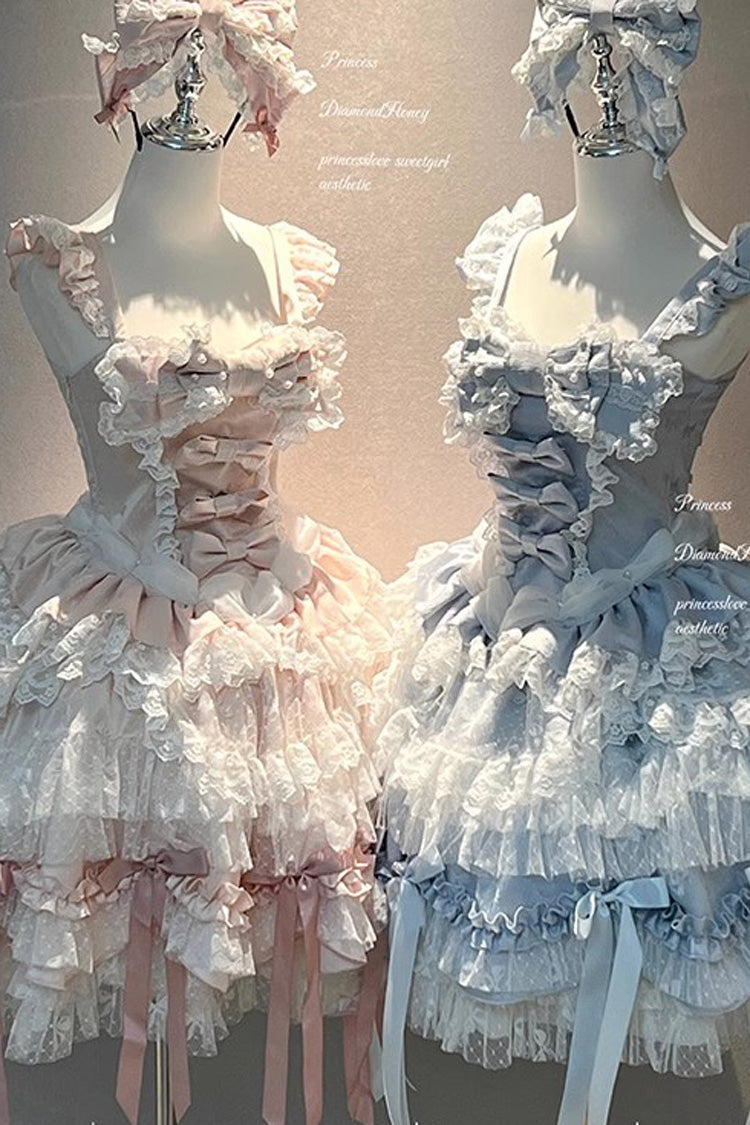 Girl Doll Multi-Layered Ruffle Bowknot Lace Sweet Princess Lolita Jsk Dress