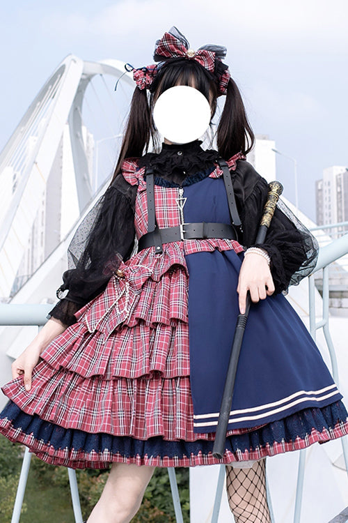 Plaid Stitching Multi-Layer Sweet Lolita JSK Dress