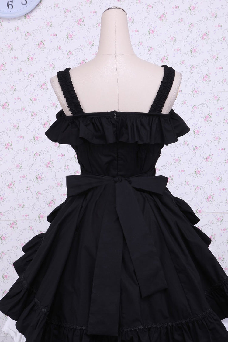 Black/White Cotton Multi-Layer Bowknot Cardigan Classic Lolita Dress