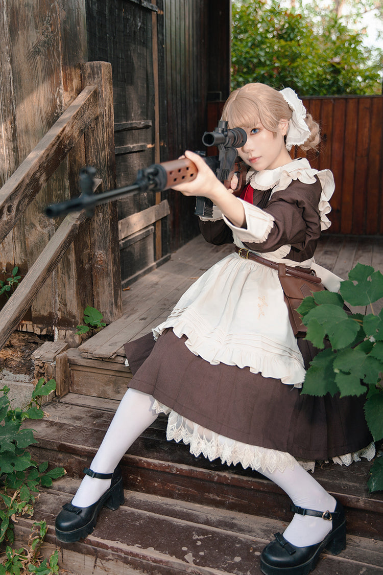 Violent Maid Long Puff Sleeves Bowknot Classic Vintage Lolita Dress 2 Colors