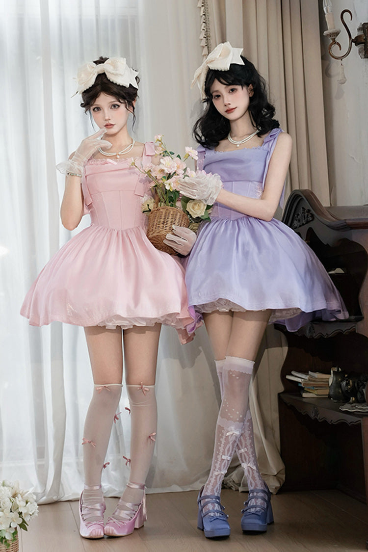Purple Foamy Sea Sleeveless Ruffle Bowknot Fishbone Sweet Lolita Jsk Dress