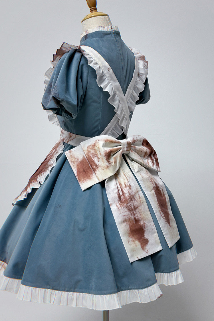Blue Dark Fairy Tale Alice Long Sleeves Ruffle Gothic Lolita Dress