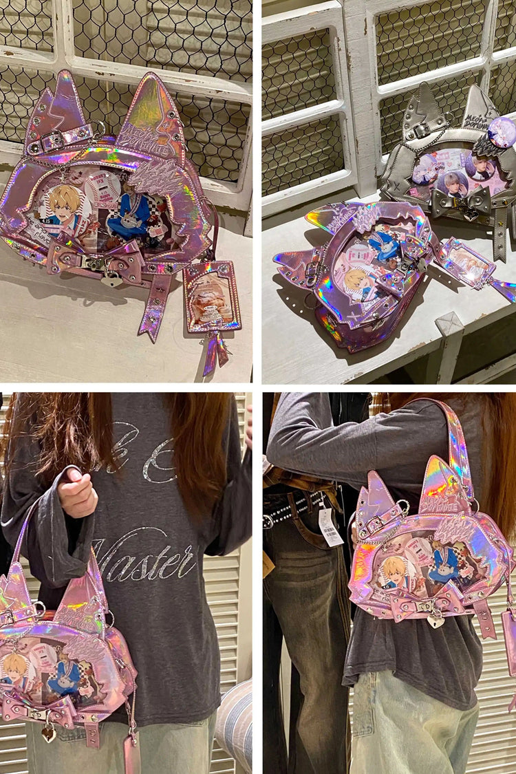 Domineering Cat Cat Ears Print Bowknot Gothic Lolita Crossbody Bag 9 Colors