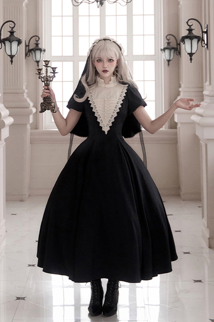 Black Letters and Poems·Nocturne Nun Long Sleeves Ruffle Gothic Lolita Long Dress
