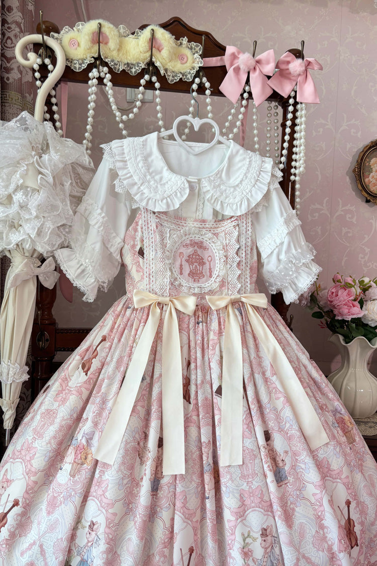 Sweetheart Party Sleeveless Printed Ruffled Embroidered Lace Sweet Lolita Jsk Dress 3 Colors