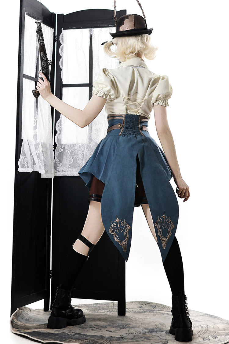 Fairy Town Train Conductor British Academy Short Sleeves Embroidery Punk Handsome Lolita Skirt Set