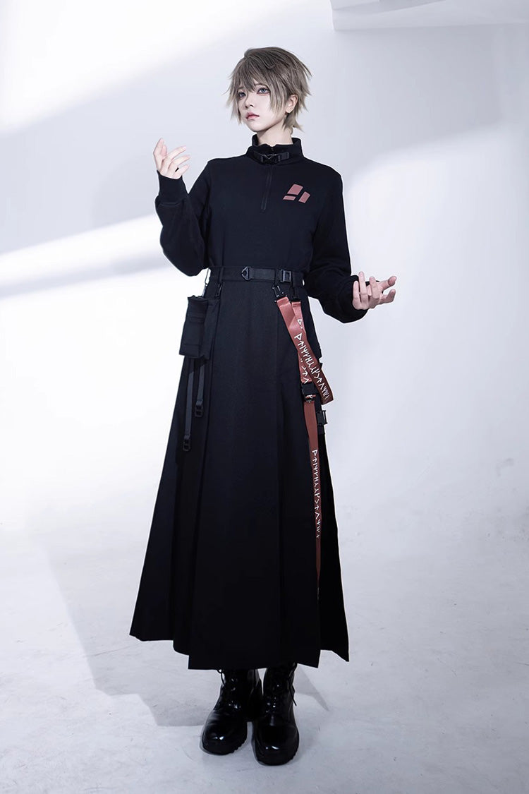 Black Unmarked Blade Gothic Handsome Ouji Lolita SK Skirt