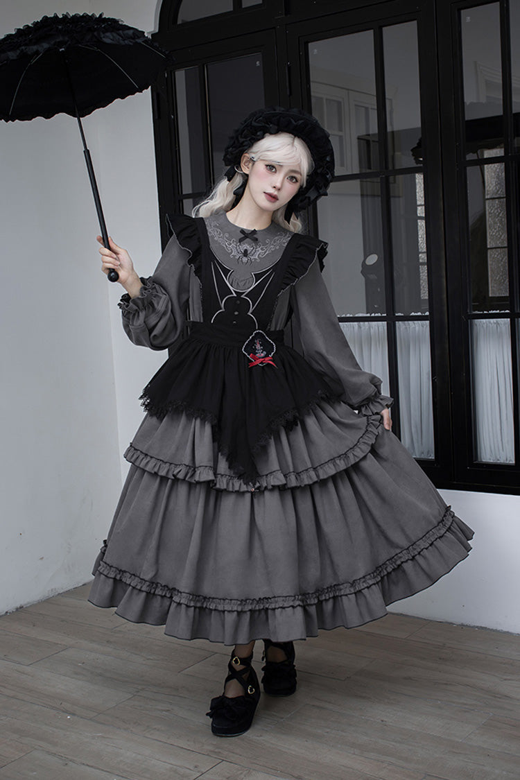 Castle Night Long Sleeves Ruffle Embroidery Gothic Lolita Dress 2 Colors