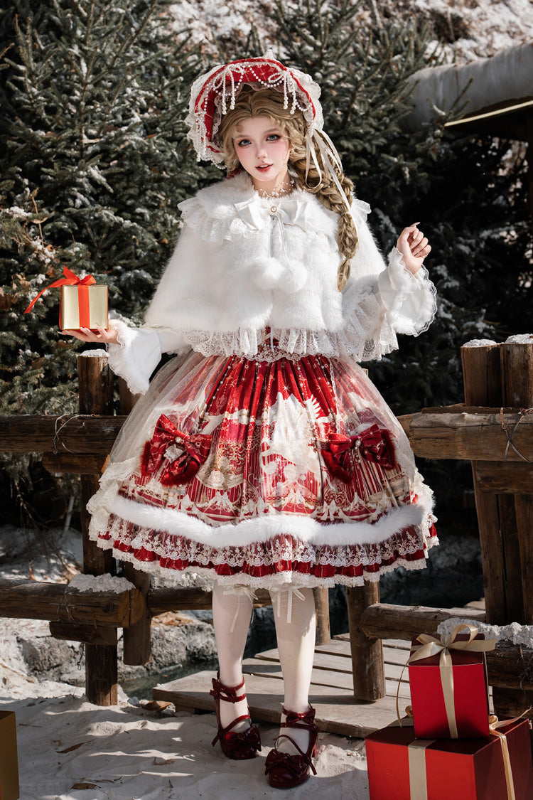 Red Happy New Year Printed Ruffled Bow Lace Classic Chinese Style Gorgeous Lolita Jsk Dress