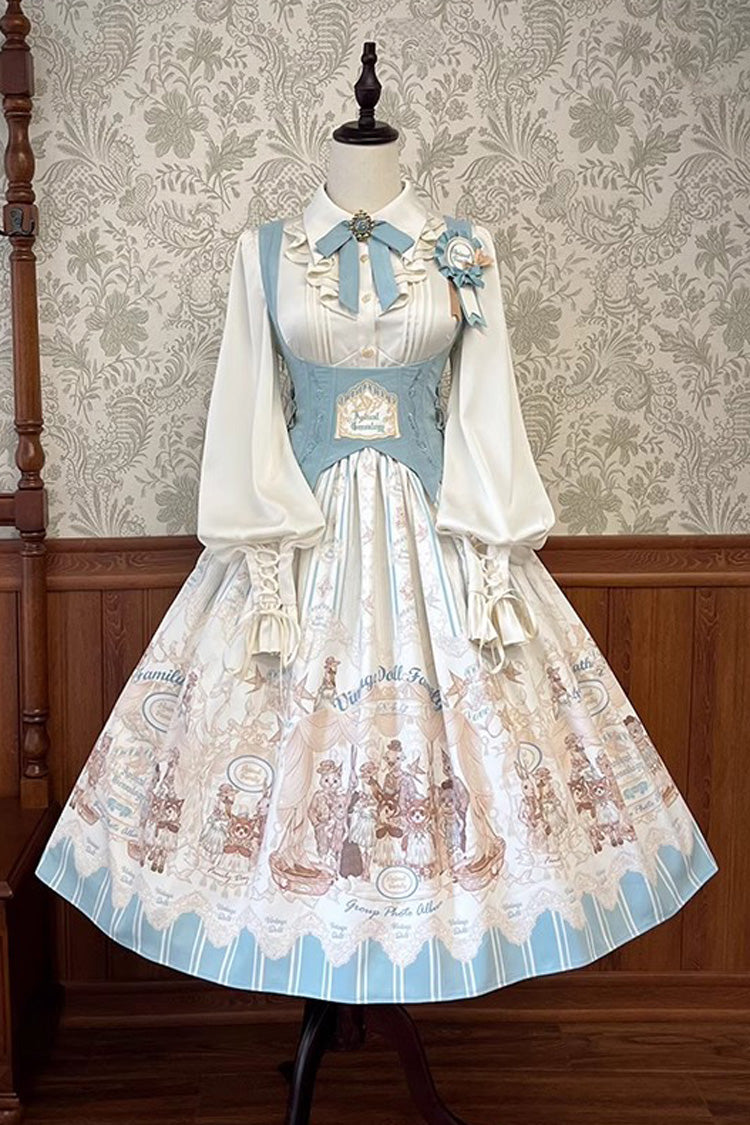 Doll's House Print Ruffle Embroidery Long Version Sweet Lolita Jsk Dress 2 Colors