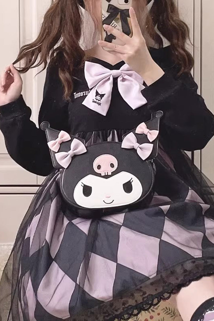 White/Black/Pink Kulomi Print Bowknot Sweet Lolita Crossbody Bag