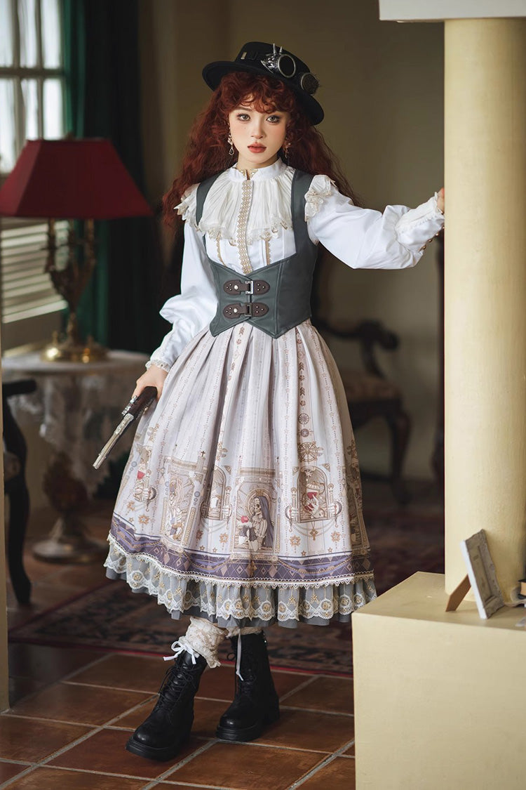 Demon Hunting Notes Print Ruffle Sweet Elegant Lolita Skirt 2 Colors