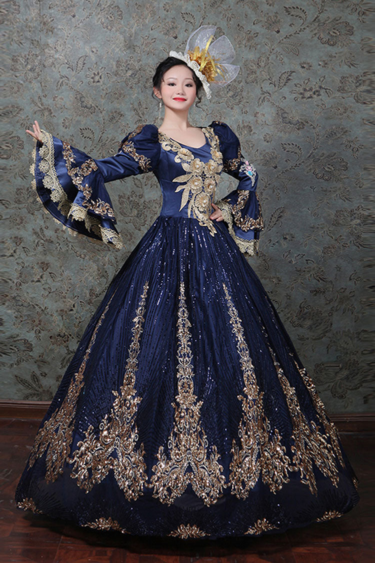 Hime Sleeves High Waisted Three Dimensional Hollow Embroidery Floral Print Ruffled Multi-Layer Victorian Lolita Prom Dress