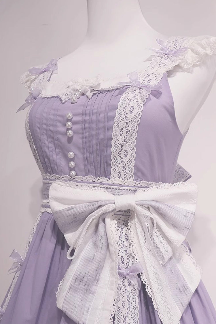 Purple Print Ruffle Embroidery Bowknot Classic Vintage Lolita Dress