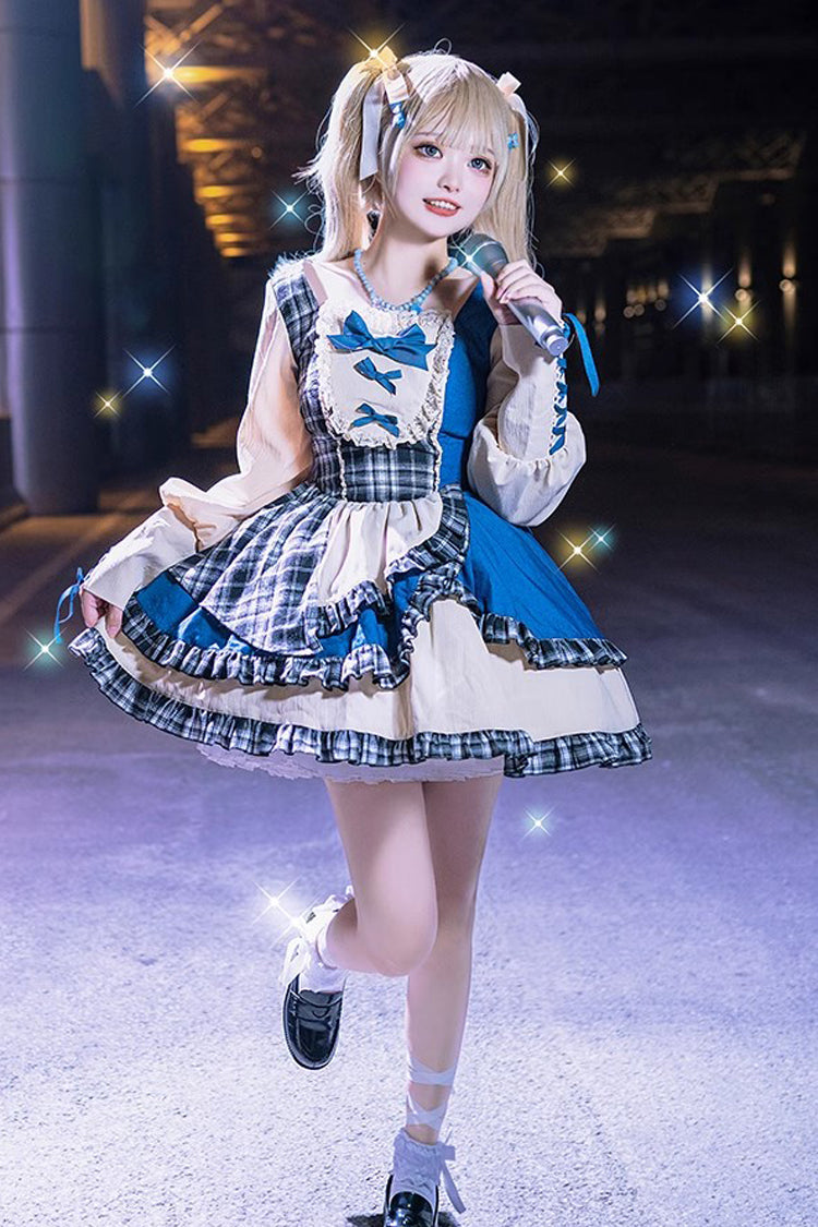 Multi-Color Sunset Tour Cool Spice Denim Long Sleeves Sweet Lolita Dress