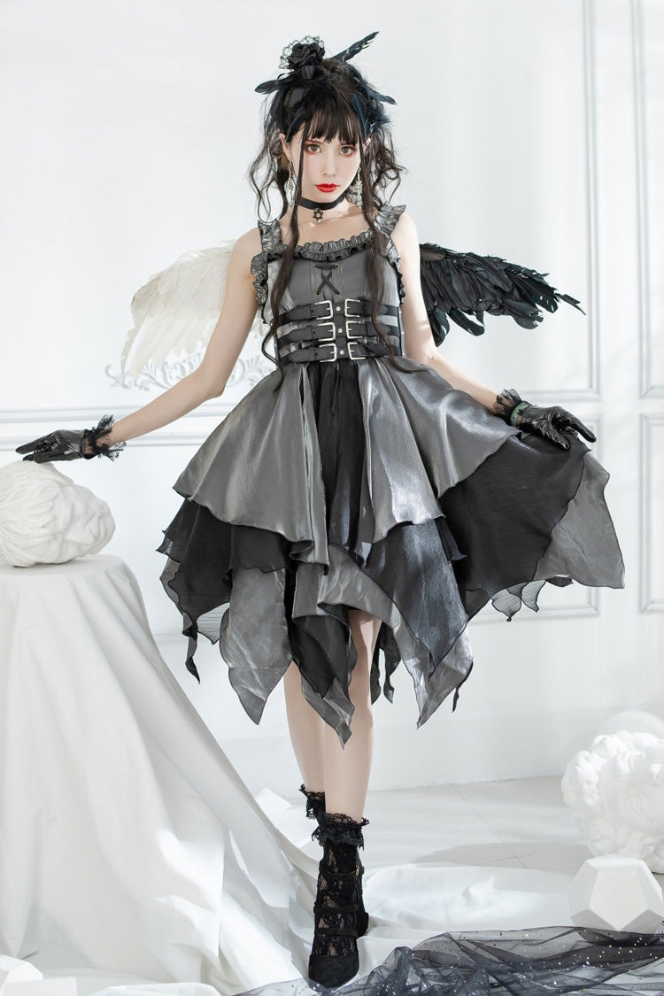 Silver/Grey Seven Deadly Sins: Lust Multi-Layered Irregular Gothic Lolita Jsk Dress