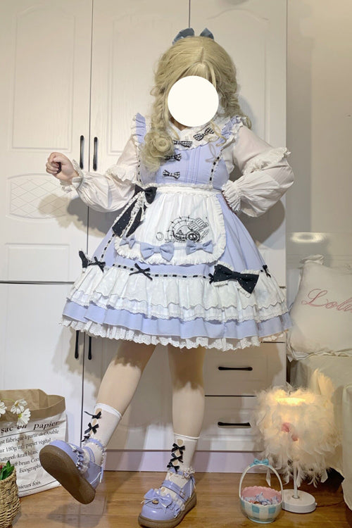 Blue Ruffled Square Collar Alice Chapter Sweet Lolita JSK Dress