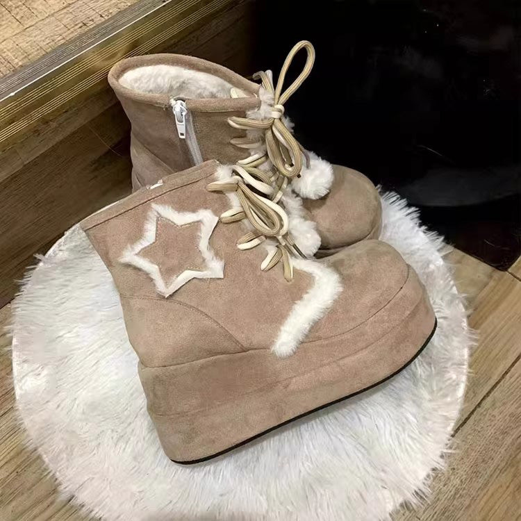 Sweet Star Fleece-Lined Warm Lolita Martin Boots 2 Colors