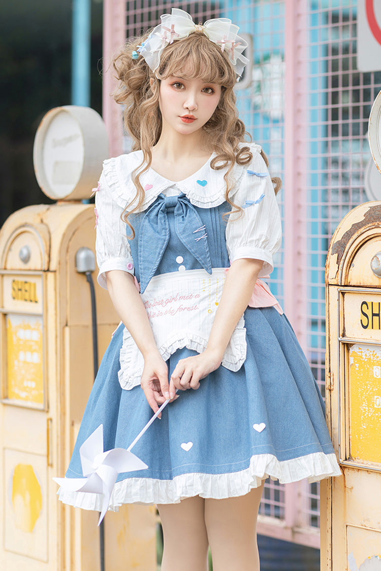 Blue Cowboys Are Busy Ruffle Bowknot Sweet Lolita Strap Dress