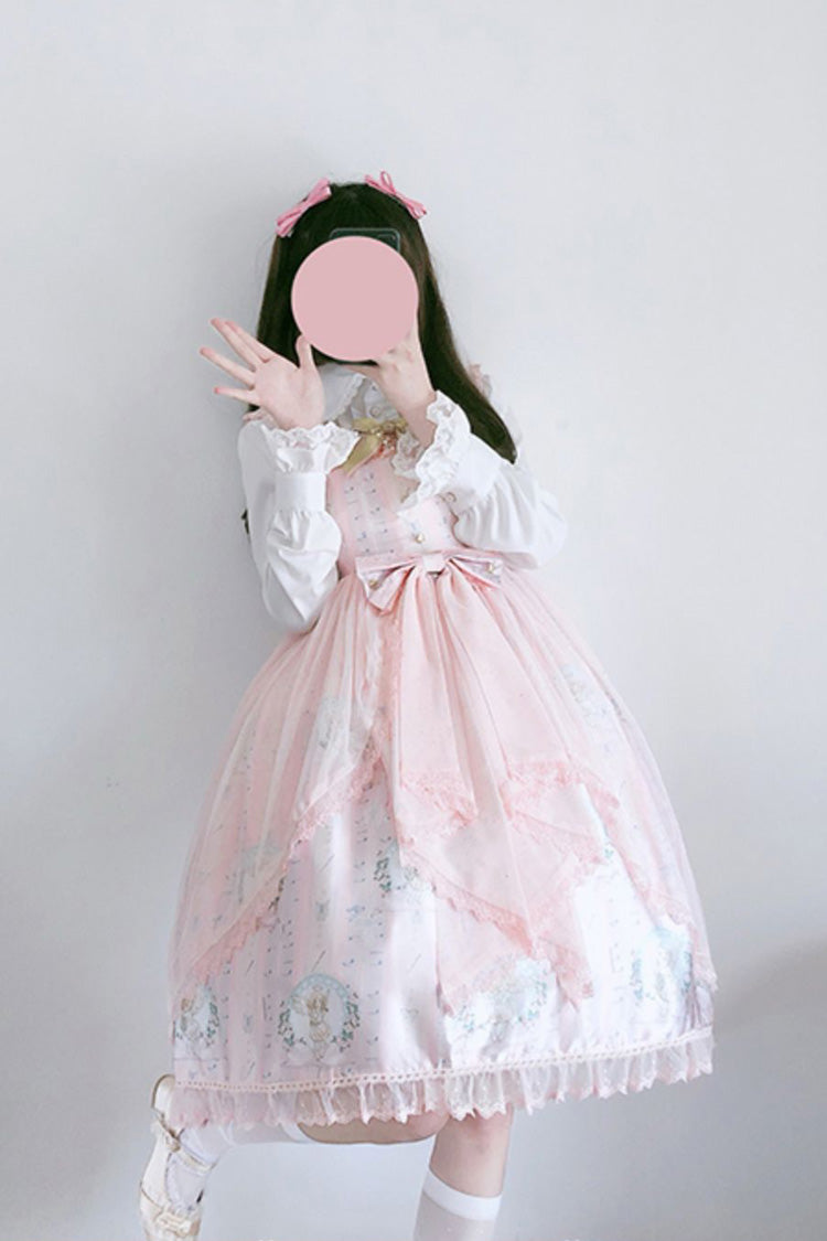 Angel's Hymn Print Ruffle Bowknot Sweet Lolita Jsk Dress 2 Colors