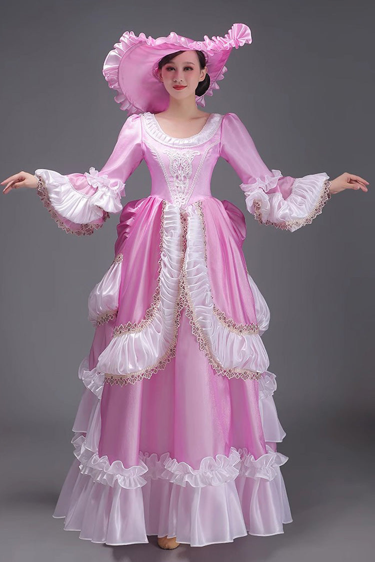 European Style Long Sleeves Multi-layer Ruffle Classic Elegant Princess Victorian Dress 3 Colors