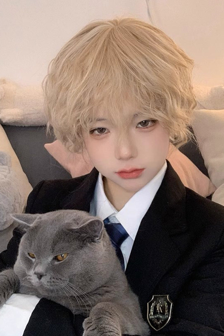 Sand Gold Natural Tin Foil Perm Short Hair Ouji Wig