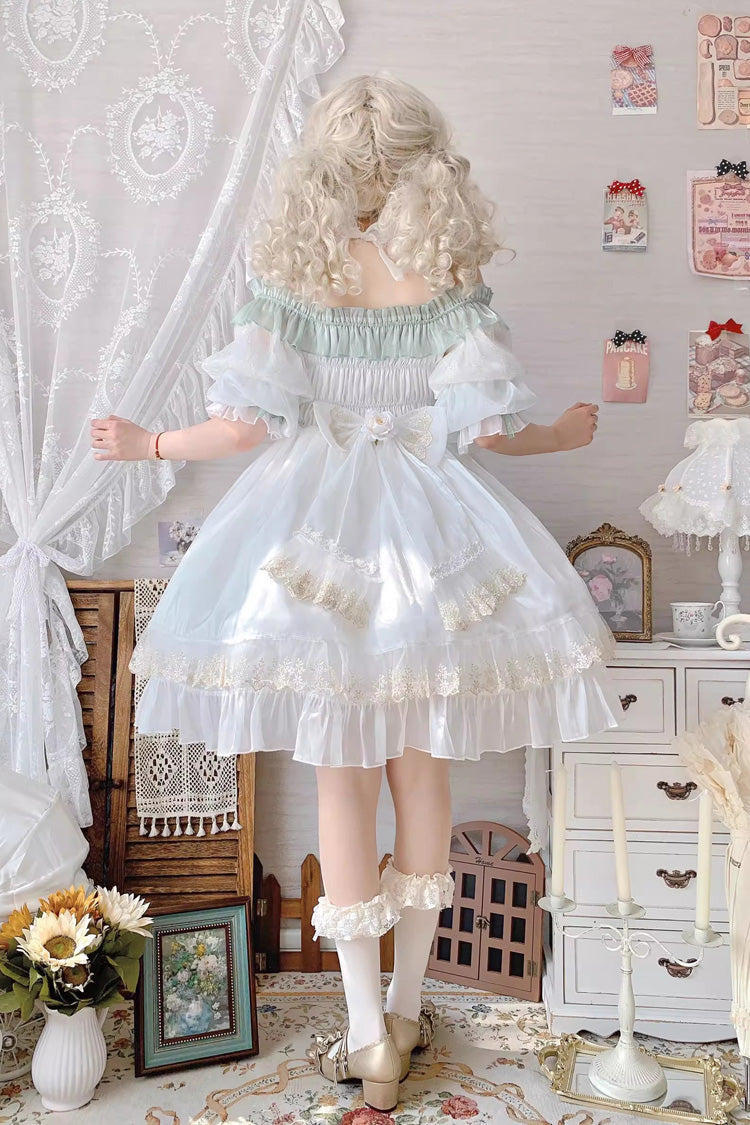 Green Spring of Boliya Long Sleeves Multi-Layered Ruffle Bowknot Lace Lace-Up Sweet Princess Lolita Dress