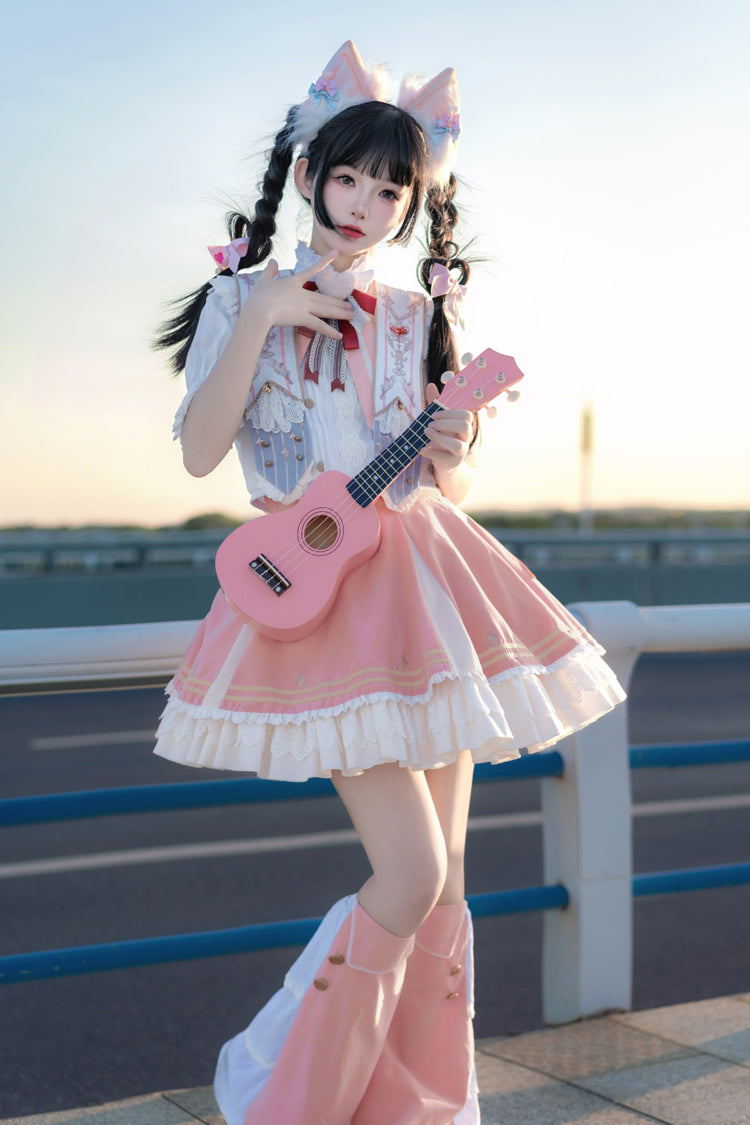 Pink Messenger of Heaven Ruffle Sweet Princess Lolita Skirt