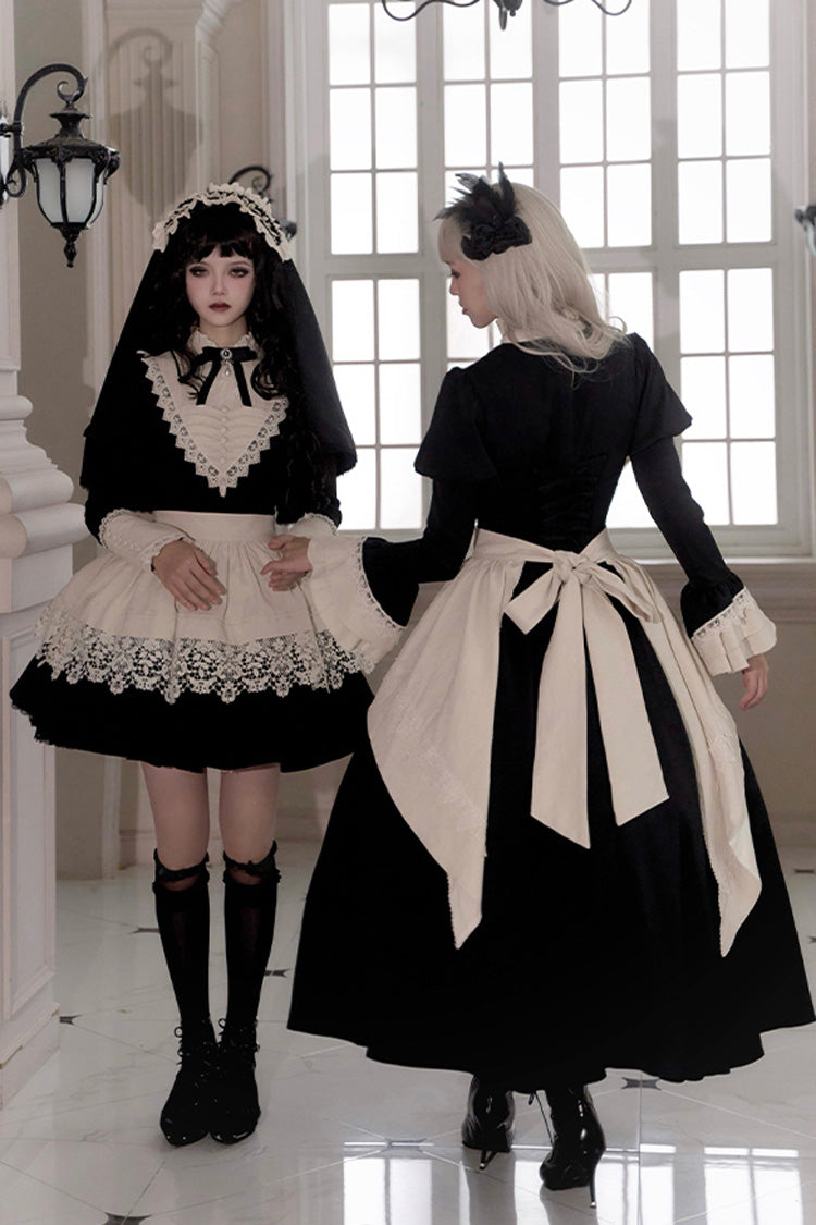 Black Letters and Poems·Nocturne Nun Long Sleeves Ruffle Gothic Lolita Short Dress
