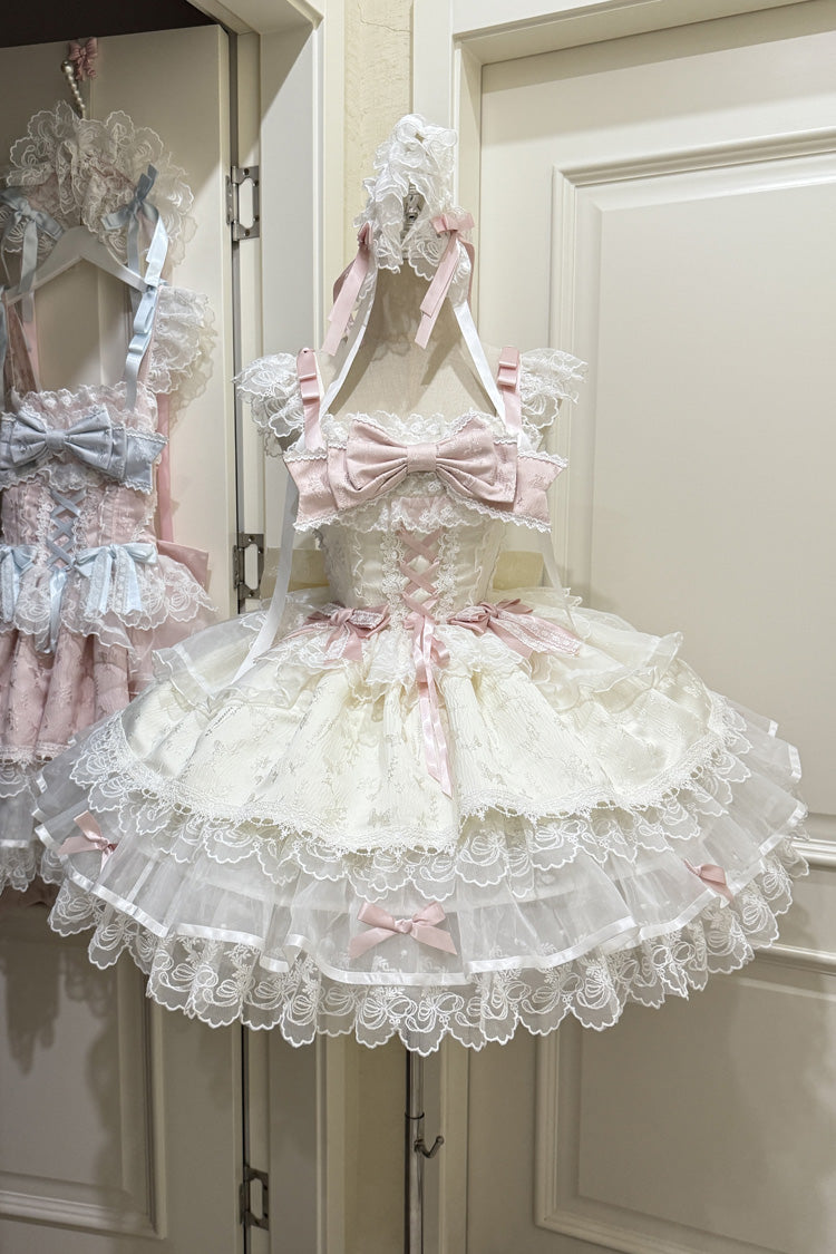 Apricot Fleishi Island Sleeveless Ruffle Bowknot Lace Slim Sweet Ballet Lolita Jsk Dress