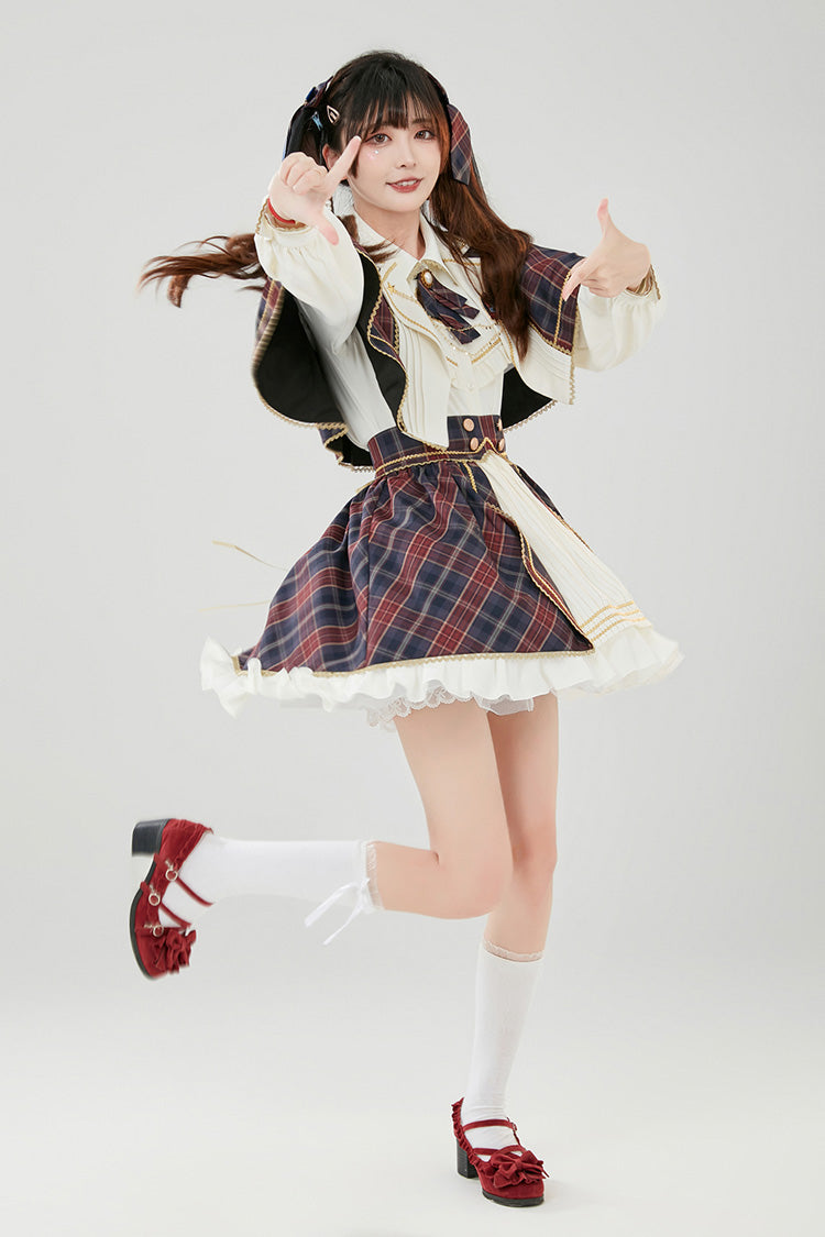 Little Idol Multi-Color Plaid Print Ruffle Sweet Lolita Skirt