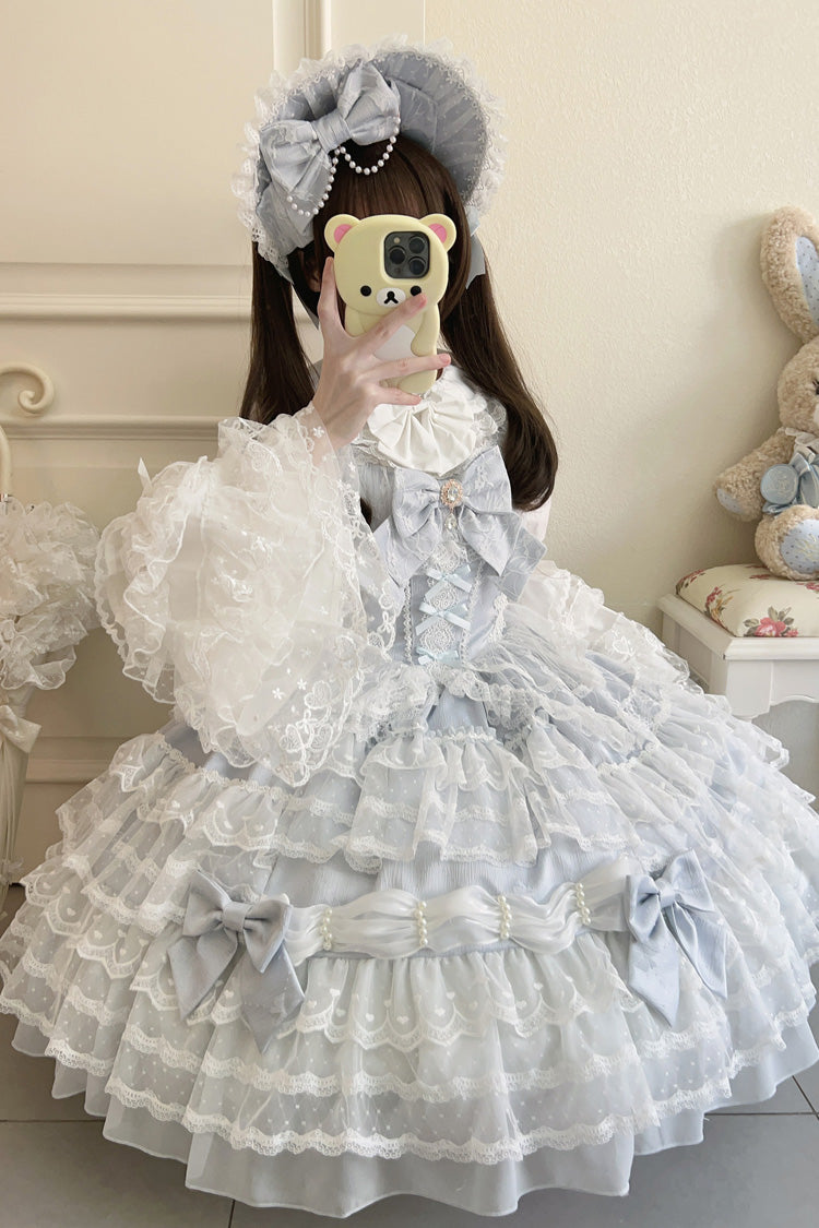 Blue Dream Prologue Doll Multi-Layered Bowknot Lace Sweet Princess Lolita Dress