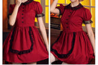 Gothic Lolita Halloween Red Black Gothic Castle Maid Dress for Women Sexy Slim Fit Cosplay Costume
