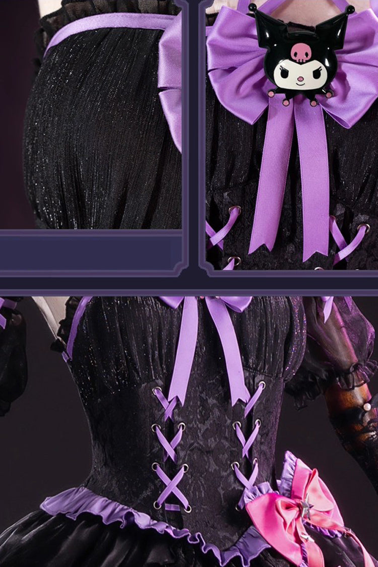 Black/Purple Identity V Ruffle Cardigan Bowknot Lace-Up Gothic Anime Cosplay Lolita Jsk Dress