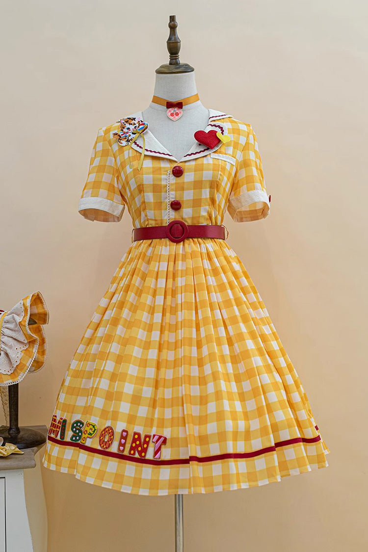 Sweetheart Cat Short Sleeves Print Embroidery Sweet Lolita Dress 3 Colors