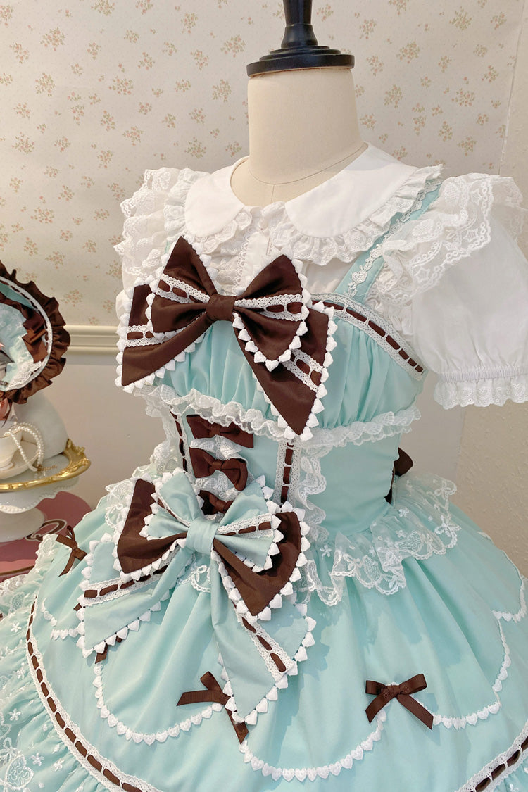 Mint Chocolate Fondant Cake Sleeveless Multi-Layered Ruffle Bowknot Lace Sweet Lolita Jsk Dress
