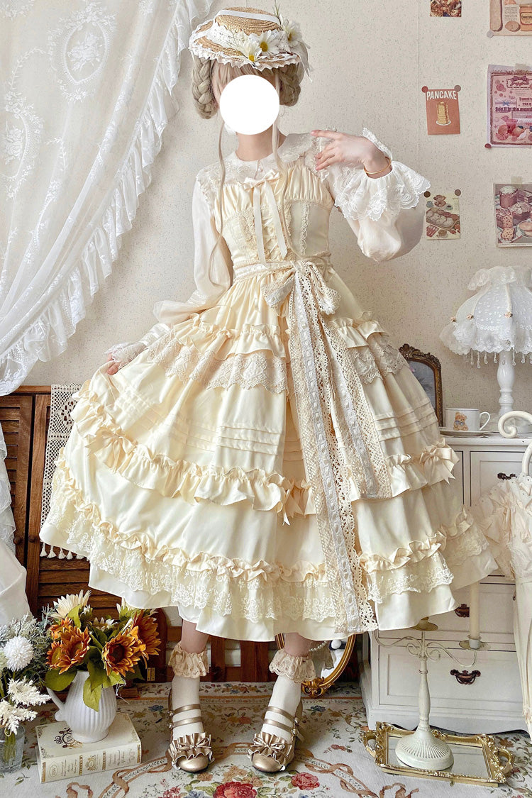 Lillian Ruffle Bowknot Lace Sweet Lolita Jsk Dress 4 Colors