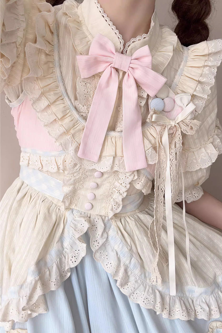 Multi-Color Mianmian Macaron Sleeveless Multi-Layered Ruffle Bowknot Lace Sweet Lolita Jsk Dress (Long Version)