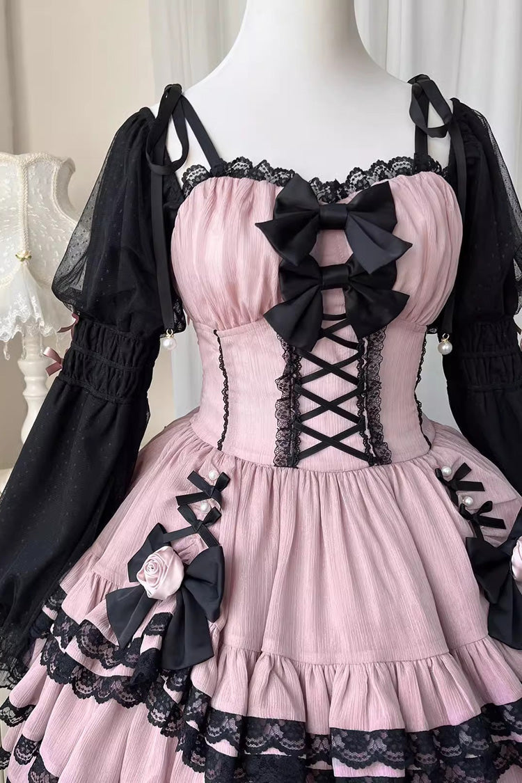 Black/Purple Dance Music Long Sleeves Multi-layer Ruffle Bowknot Sweet Princess Lolita Dress