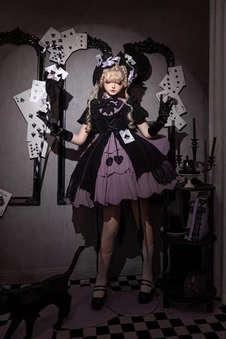 Black/Purple Magical Girl Phantom Thief Ace of Spades Multi-layer Cardigan Gothic Lolita Dress