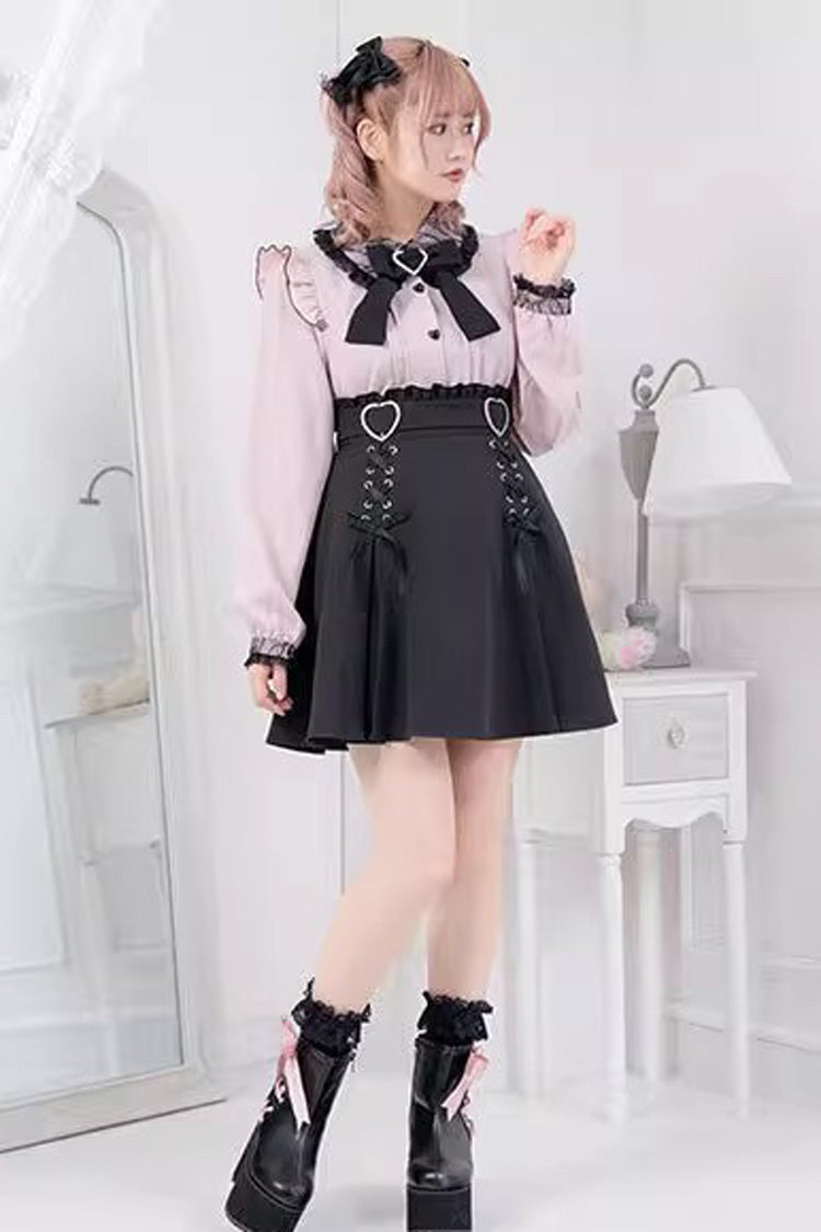 Heart Shape Decoration Bowknot Sweet Jirai Kei Skirt 2 Colors