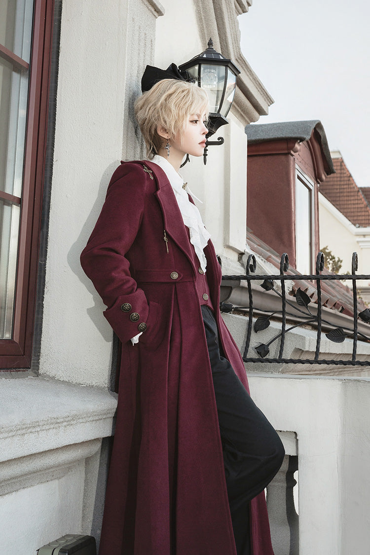 Red The Legend of Dracula Bat Collar Long Sleeves Prince Handsome Ouji Lolita Coat