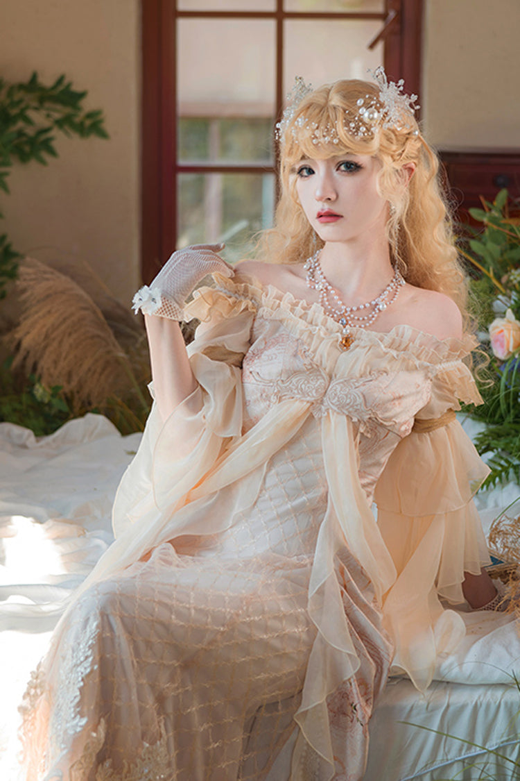 Pink Bathing in the Light Short Sleeves Ruffle Embroidery Lace Sweet Elegant Lolita Dress