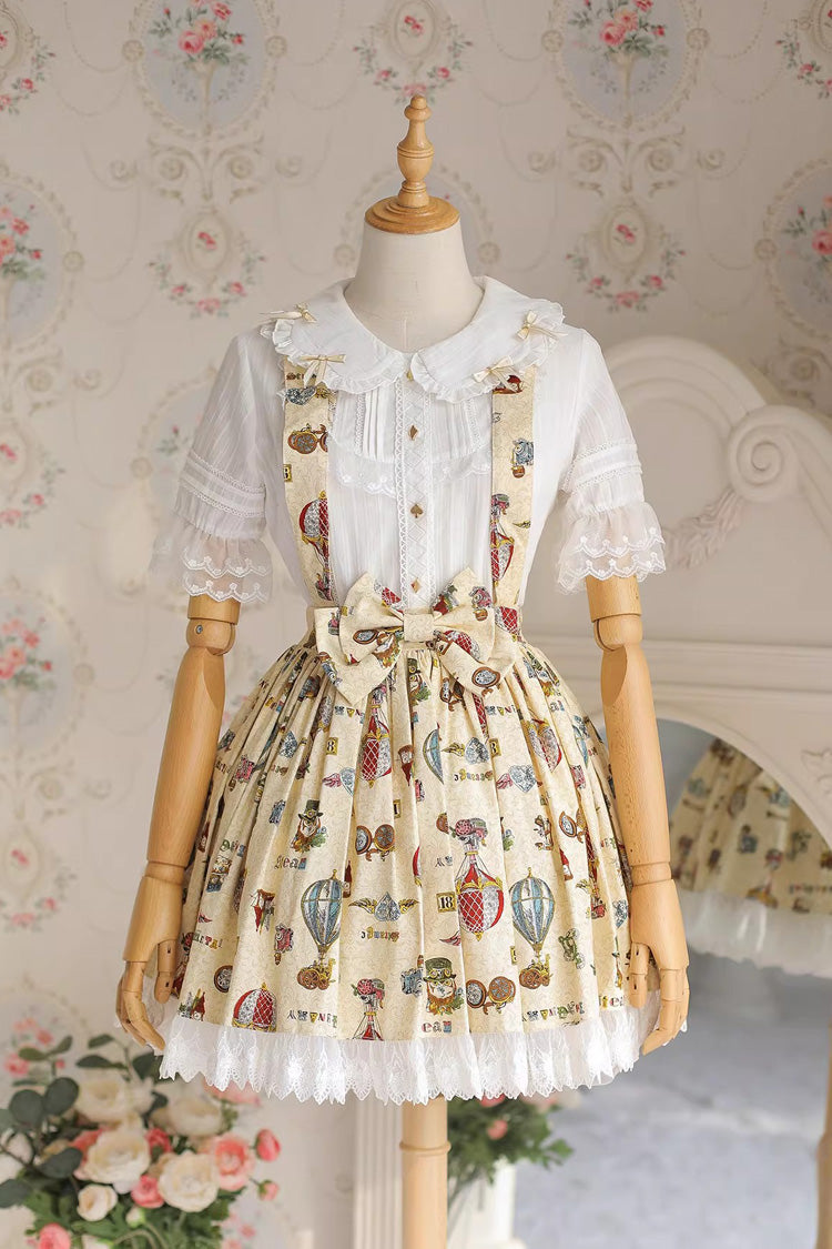 Mechanical Balloon Printed Bow Lace Sweet Lolita Jsk Dress 2 Colors