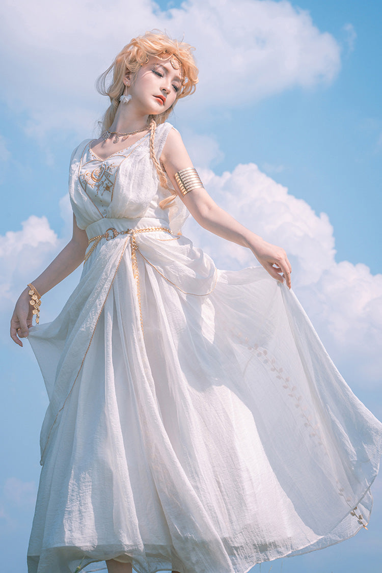 White Ragnarok Sleeveless Embroidery Sweet Elegant Lolita Jsk Dress