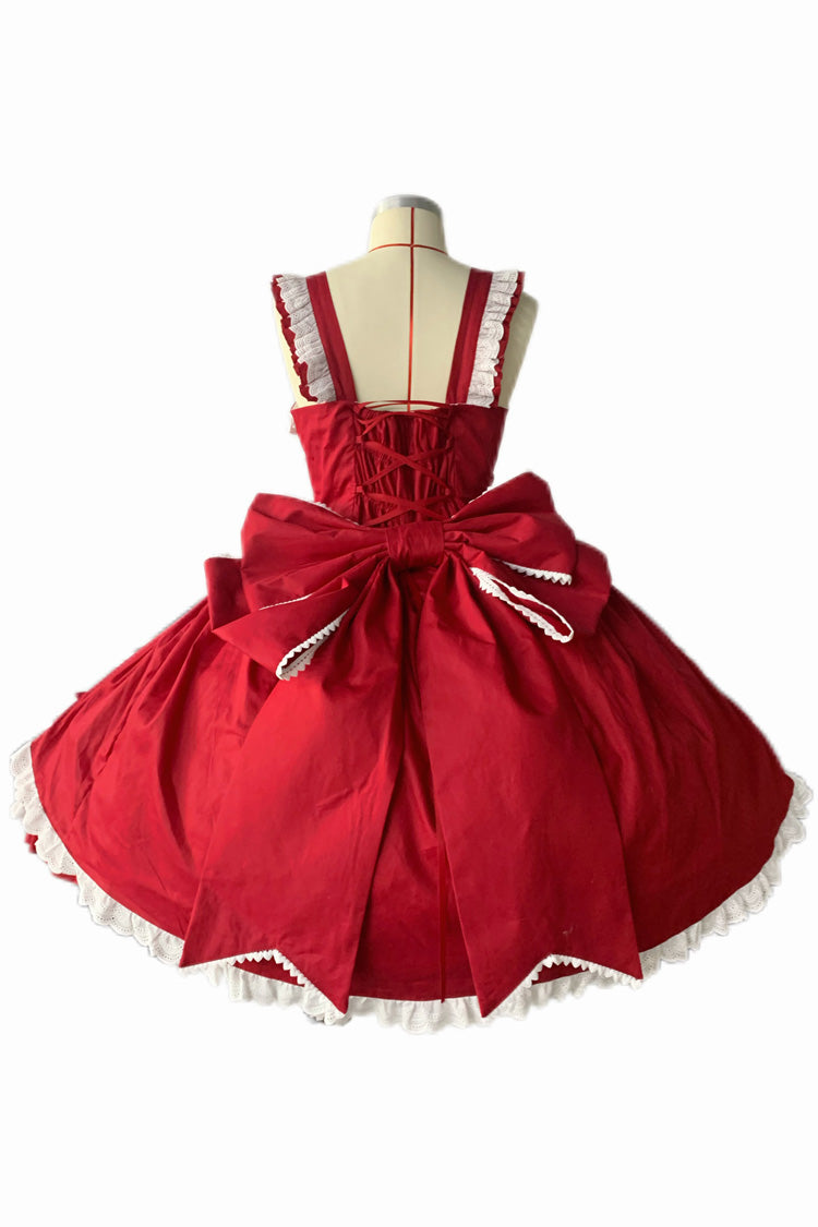 Grisha Sleeveless Triple-Layered Ruffle Cardigan Bowknot Lace Sweet Plus Size Lolita Jsk Dress 3 Colors